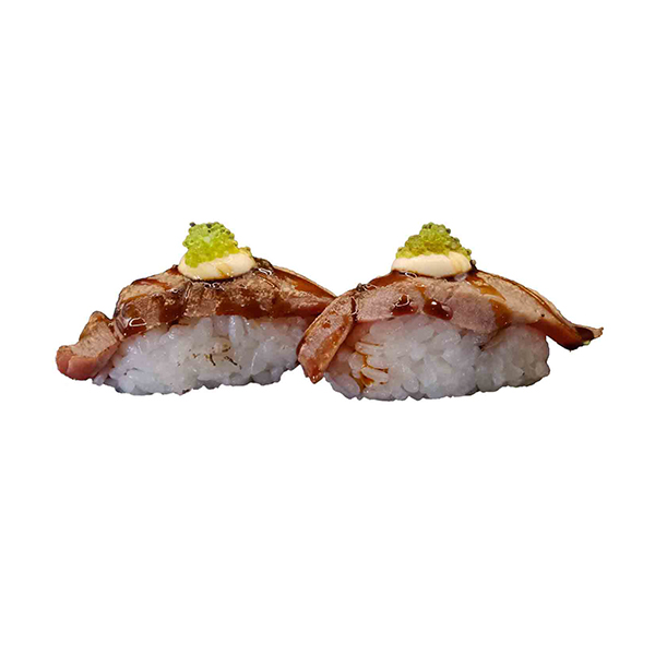 Nigiri de atún flameado con tobiko(2u)